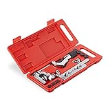 Relaxdays Bördelwerkzeug 5-16 mm, inklusive Rohrschneider & Koffer, für Kupfer- & Aluminiumrohre, silber/schwarz/rot