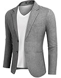 COOFADNY Sakko Herren Sportlich Business Blazer Regular Fit Einfarbig 2 Knöpfe Freizeit Anzugjacken Hellgrau L