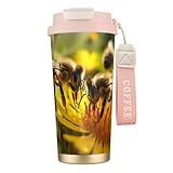 DUWAA Bee Honeybee1 Thermobecher, Edelstahl, isoliert, Reise-Kaffeebecher, Campingbecher, Kaffeebecher für Männer und Frauen