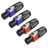 wecan 4Pack Speakon Stecker 4 Polig Nl4fx PA Lautsprecher Stecker, Speakon Kabel Buchse Lautsprecherkabel Kopf Nl4fc Lautsprecherstecker Schraubbar Twist Lock Endstufe Speakon Einbaubuchse