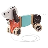 howa Nachziehtier ab 1 Jahr - Nachziehspielzeug Hund Fidi aus Holz, Nachziehhund mit Glocke, bodenschonende Gummibereifung, Holzspielzeug Nachziehtier Hund, Baby Spielzeug 6015