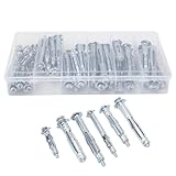 42 - teiliges M4 bis M6 Spreizdübel und Trockenbauschrauben Set, Hochbelastbares Befestigungssystem mit Kombikopf - Schrauben, Verzinkte Eisen Spreizanker für Gipskartonwände, Mehr