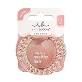 invisibobble Twistar Haargummi Blush Braids, Stylisches Haaraccessoire beige & rosa, Haargummi Damen für jeden Look,3 Stück
