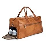 Berliner Bags Vintage Weekender Austin XL mit Schuhfach aus Leder, Reisetasche für Damen und Herren - Braun