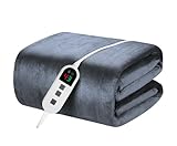 Elytsemoh heizdecke mit abschaltautomatik mit 10 Heizstufen, bis zu 9 Stunden Auto-Off-Timer, Flanell 160 x 130 cm, maschinenwaschbar, Überhitzungsschutz, wärmedecke für Schlafsofa, Büro