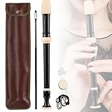 8-Loch Sopranblockflöte in Deutscher Griffweise – Harz Blockflöte Mit Reinigungsstab Grifftabelle Und Leder Aufbewahrungstasche– C-Taste Flöte Ideal Für Anfänger, Kinder Und Erwachsene