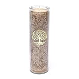 LivuX Stearin-Kerze Lebensbaum Braun – 21x6,5 cm, ca. 100 Stunden Brenndauer, handgefertigt, unparfümiert, nachhaltiges Palmwachs, vegane Kerze für Erdung, Wachstum & spirituelle Rituale 1254