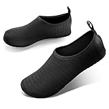 JOTO Wasserschuhe für Damen Herren Kinder, Unisex Badeschuhe Strandschuhe Quick-Dry Schnelltrockend Aquaschuhe Schwimmschuhe Surfschuhe Barfuß Schuhe Schwarz/ 38-39