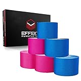 Effekt Physio Kinesiotapes [5m x 5cm] in vielen Farben I 6 Sport Rollen Set | Kinesio-tape wasserfest & elastisch I Extra starkes Kinesio Tape | Elastische Kintex