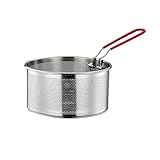 Frittierkorb, Edelstahl Nudelkorb, Fritteusenkorb mit Langem Griff, für Topf Rund Lebensmittel Siebkorb (18 CM)