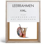 NB Akzent Schattenfugenrahmen XXL 70x130 cm - Wildeiche Hell – Leerrahmen mit Tiefeneffekt aus MDF Holz in zerlegter Form – für Leinwandbilder auf Keilrahmen