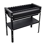 KVOTA Mangal Grill 80 cm – Holzkohlegrill aus 2 mm Stahl, mit 12 Spießauflagen (manuell drehbar), höhenverstellbarer Ablage, Ascheschublade, inkl. Zange & Schürhaken