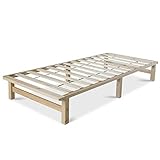 Homestyle4u 1908, Holzbett Palettenbett 90x200 cm, Bettgestell mit Lattenrost, Natur, Kiefer Massivholz