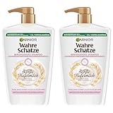 Garnier Wahre Schätze Beruhigendes Shampoo Sanfte Hafermilch, XXL Formal 1L, für empfindliches Haar und sensible Kopfhaut, 1000 ml (Packung mit 2)