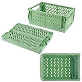 Vertaglaur Klappbox, 2 Pcs Klappkiste, Grüner Klappkisten, Klappboxen Faltbar Stabil, Klappbox Klein, Tragbarer Klappkorb, Klappboxen Geeignet für Büro, Schlafzimmer, Küche, Klassenzimmer, Bad