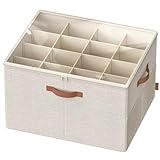 SONGMICS Schuh-Organizer, Schuhaufbewahrung, für 16 Paar Schuhe, Schuhbox, Griffe, platzsparend, Aufbewahrungsbox mit transparentem Deckel, anpassbar, für Schrank, cappuccinobeige LSP555K01