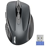 TECKNET Silent Kabellose Maus, 2.4GHz Leise Funkmaus mit Nano Empfänger, 4000 DPI Optical Tracking, 6 Einstellbare DPI Stufen, 24 Monate Batterielaufzeit, Kompatibel mit PC, Mac, Laptop - Grau
