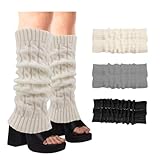LIURFLNC 3 Paar Stulpen Damen, Beinstulpen Damen, Beinstulpen, Stulpen Kinder Winter Beinwärmer Warm und Bequem Langer Beinwärmer Crochet Stricken Stulpen für Ballett/Tanz/Sport