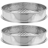 PAMINGONO 2 Stück Teiliges Edelstahlsieb Rundes Gartensieb mit Maschen für Erde Kompost und Sand Leichtes Manuelles Bodensieb zum Sieben von Kies Steinen und Blumenerde Einfach zu Reinigen