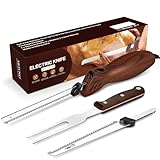 MOVNO elektrisches Messer, elektrisches Messer für Fleisch, Tranchieren von Truthahn, Brot, Geflügel, Filetieren, Schaumstoffbearbeitung und mehr, ergonomischer Griff, Gabel enthalten, Elektromesser