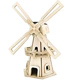 Pebaro 834/1 Solar Holzbausatz Windmühle, 3D Puzzle, Modellbausatz, Basteln mit Holz, Holzpuzzle, Bastelset, vorgestanzte Holzplatte, ausbrechen, zusammenstecken, fertig, Geschenkidee, 8 x 12 x 21 cm