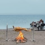 Edelstahl Spanferkelgrill mit Motor, 220V 30kg Edelstahl Elektrisch BBQ Spanferkelgrill Set Höhenverstellbarer Spießgrill für Lagerfeuer Camping und Garten
