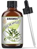Airoomoil Eukalyptusöl Reines Eukalyptus Ätherisches Öl Therapeutischer Aromatherapieöl für Diffuser, Duftlampe, Luftbefeuchter, Hautpflege, Haarpflege, Massage, Bad, Kerze, Seife, Entspannung 120 ml