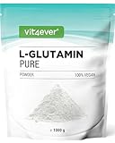vit4ever L-Glutamin Pulver - 1000 g / 1 kg - Ultrareines, extra hochdosiertes Aminosäurenpulver - 100% vegan - Hergestellt durch pflanzliche Fermentation