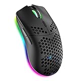 Kabellose Gaming ,Computer-Maus mit Honeycomb-Gehäuse, 11 RGB-Chroma-Hintergrundbeleuchtung, 3.400 DPI, 6 programmierte Tasten,USB-Empfänger,Energiesparend,Kabellose Maus für PC / Mac / Schwarz