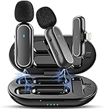 Ryzwoc Lavalier Mikrofon Wireless für iPhone, 2,4GHz Wireless Mikrofon, Plug-Play Ansteckmikrofon Kabellos für Aufnahme,Live Streaming,YouTube,TikTok(2 Sender)