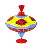 Lena 52261 Brummkreisel Glückskäfer Ø 16 cm, Metall Schwungkreisel aus Blech, klassischer Pumpkreisel, Blechkreisel mit Käfer Motiv, Kreisel mit Standfuss, Spielzeugkreisel für Kinder ab 18 Monate
