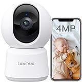 LAXIHUB 4MP Hundekamera mit App Überwachungskamera Innen Baby, 2.4G/5GHz Dual-Band WLAN Haustier Kamera, AI Bewegungserkennung Pet Security Camera Auto-Tracking, Pan/Tilt, 2-Wege-Audio, Alexa