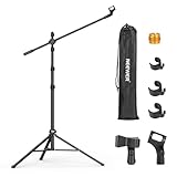 NEEWER Microphone Stand, Mikrofonständer Stativ mit Boom Arm, robuster verstellbarer Ständer und Arm mit 2 Mic Halterungen, 3 Kabelklemmen, Tasche, 3/8' bis 5/8' Adapter für Gesangsaufnahmen, MS046