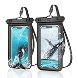 YOSH wasserdichte Handyhülle [2 Stück], 7,0 Zoll IPX8 Unterwasser Handyhülle, Handy wasserdichte Hülle für iPhone 16 15 14 13 12 11 Pro Max Samsung S25 S24 S23 S22 Ultra Xiaomi 15 14 - Schwarz