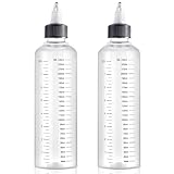 2 x Applikatorflasche für Haare, 240 ml, Haaröl-Applikator, Kunststoff-Quetschflasche für Haarfärbemittel, Twist-On-Oberspitze, Haarfarbe, Flasche mit klarer Skala