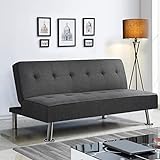 Yaheetech Schlafsofa mit Liegefläche 166,5 cm L × 92 cm B Bettsofa bis 350 kg Belastbar Schlafcouch für Wohnzimmer/Schlafzimmer/Gästezimmer grau