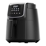 Midea Heißluftfritteuse 4L XL Air Fryer mit LED-Touchscreen, [35-200°C|8 Kochfunktionen|Spülmaschinenfest|41 Rezepte]Backen, Grillen, Auftauen, Schüttelalarm HeatXpress Technologie 90% weniger Öl