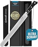 Cutluxe Schinkenmesser Tranchiermesser – 30cm Brisket Messer, Fleisch- und BBQ-Messer– Deutschem Stahl, Volltang & ergonomisches Griffdesign mit Scheide – Artisan Serie