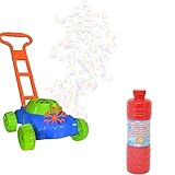 DRULINE Seifenblasen Rasenmäher Gartenspielzeug Für Kinder Mit GRATIS 1 ltr Bubble Machine Seifenlösung Enthalten | Geschenkidee Für Kinder Ab 4 Jahren | Gartengeräte Und Zubehör | Spielzeug