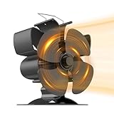 UZIMOO Ofenventilator ohne Strom, 4 Blättern Kaminventilator Kaminbesteck Leiser Betrieb, Holzofenventilator Wärmebetrieben Kamin Ventilator, Hitzebetrieben Ventilator für Holz/Holzbrenner/Kamin