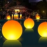 DeeprBling Schwimmende Poolbeleuchtung Solar, Flamme Pool Lichter Schwimmend, Ø35cm Aufblasbar solar Leuchtkugel Pool, IP68 Wasserdichte schwimmende LED Lichter, Hängende Solar Poolbeleuchtung-1 Stück