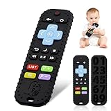 Baby Beißspielzeug, 2 Pcs Fernbedienung Beißring, Silikon Zahnungshilfe Baby BPA-frei, Zahnen Nursing Zubehör für 3+ Monate Babe (Schwarz)
