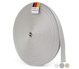 BAUHELD® 50m Rolladengurt 14mm 18mm 20mm 23mm [Made in Germany] Für Rolläden an Türen & Fenster geeignet [Hohe Reißfestigkeit und UV-Stabilität] Rolladen-Gurtband Grau Weiß Beige Braun