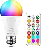 iLC LED Lampe ersetzt 85W, 1050 Lumen, RGB Glühbirne mit Fernbedienung Farbwechsel Farbige Birne warmweiß (2700 Kelvin), Edison E27
