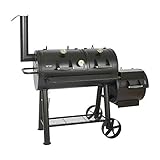 Mayer Barbecue RAUCHA 20 Zoll Longhorn Smoker MS-600 Master Smoker-Grill Grillwagen XXL, 4950 cm² Grillfläche, Massiv, 129 kg, Schwarz