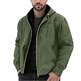 BIBOKAOKE Winterjacke Herren Fleecejacke Mit Kapuze Und Reißverschluss Thermo Jacke Winddichte Übergangsjacke Fliegerjacke Dicke Kapuzenjacke Lässige Jacken Outdoor Bomberjacke