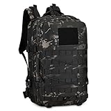 Huntvp 40L Taktisch Rucksack Militär Wanderrucksack MOLLE Trekkingrucksack Tactical Kampfrucksack Wasserdicht Reiserucksack Bundeswehr Tagesrucksack für Outdoor Wandern Trekking Camping,40L-Camouflage