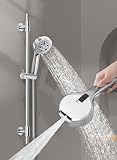 KES Duschstange mit Brause, 78cm Brausestange, Handbrause mit 9 Strahlarten inkl. kraftvollem Powerstrahl, 1,5m Schlauch, 18/8 Edelstahl Duschset mit ABS Duschbrause, Duschstangenset, chrom