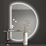 Großer Badezimmerspiegel mit Hintergrundbeleuchtung und Anti-Beschlag-Funktion, explosionsgeschützt und 3 Farblichter, intelligenter Make-up-Spiegel zum Anziehen, 120 x 80 cm