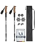 JELEX Nature Teleskop Walking Stöcke für Nordic Walking verstellbar, inkl. diverser Aufsätze für Outdoor Aktivitäten, ultraleichte Wanderstöcke mit Antishock-Technologie (Schwarz Premium)